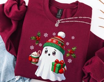 Ghost Santa kersttrui, kerstspookcadeau, vakantiecadeau, kerstcadeau, kerstsweater, Halloween-spooksweater