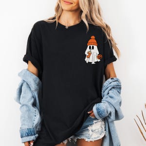 Comfort Colors® Сute Ghost Coffee Shirt, Сute Little Ghost Iced Coffee t-shirt, Boo Ghost Shirt, Ghost Coffee Shirt, Halloween Coffee Lovers