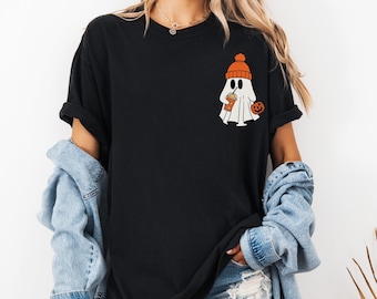 Comfort Colors® Сute Ghost Coffee Shirt, Сute Little Ghost Iced Coffee t-shirt, Boo Ghost Shirt, Ghost Coffee Shirt, Halloween Coffee Lovers
