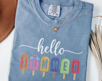 Comfort Colors® Hello Summer Shirt, Cute Summer Shirt, Summer Shirt, Ice Cream Shirt, Last Day Of School Shirt, Summer Holiday Clothes