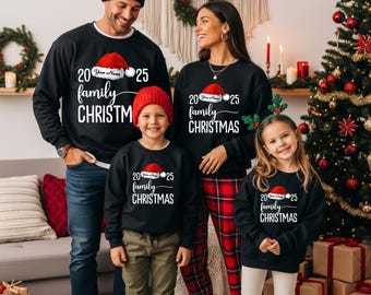 Felpa natalizia personalizzata per la famiglia, maglione natalizio con nome personalizzato, felpa con ricordi, maglietta per le vacanze di Natale, regalo di Natale