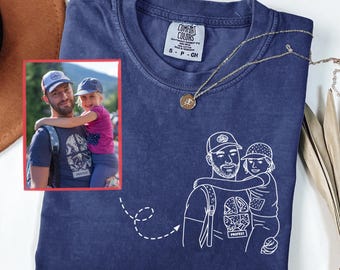Comfort Colors® Custom Photo Dad Shirt, Custom Father Photo Portrait, Fathers Day Gift, New Dad Shirt, Grandfather Gift