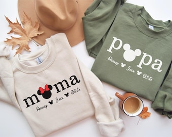 Moletom Disney Mamãe Papai, Moletom Personalizado com Nomes Combinando para Viagem em Família à Disney, Camiseta Personalizada Minnie Mickey, Férias em Família na Disney