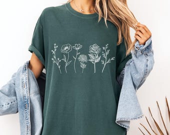 Comfort Colors® Aesthetic Flower Shirt, Wildflowers Shirt, Christian Flower Shirt, Flower Shirt, Plant Shirt, Gift for Her, Plant Lover Tees