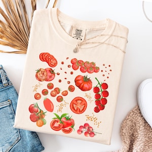 Comfort Colors® Tomato Shirt, Fruit Shirt, Botanical Shirt, Cottagecore Clothing Vegan Shirt, Garden Shirt Vegetable Shirt,Aesthetic Clothes