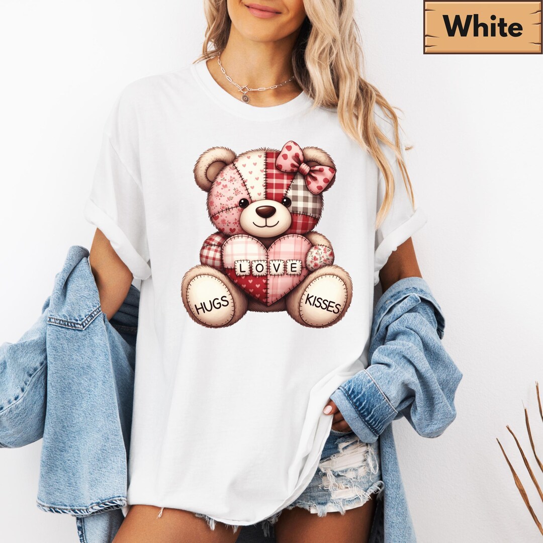 Comfort Colors® Patchwork Teddy Bear Valentine Shirt, Cute Love Bear ...