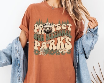 Comfort Colors® Protect Our National Parks Shirt, 2 Sides Environmental Activism Tee, National Park Resist Bear Tee
