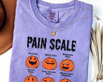 Comfort Colors® Halloween Nurse Shirt, Pain Scale Fall Pumpkin Nurse T-Shirt, RN Shirt, Pediatric Nurse, Nicu Nurse, Registered Nurse Shirt