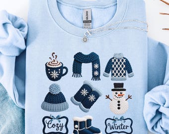 Gemütliches Winter Kaffeetassen Sweatshirt, Winter Sweatshirt, Kuscheliger Hut Pullover, Stiefel Pullover, Schneemann Hoodie, Schal Hoodie, Kaffee Liebhaber Geschenk