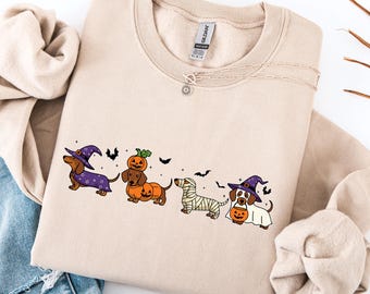 Dachshund Sweatshirt, Halloween Dachshund Shirt, Halloween Cute Dog Shirt, Cute Ghost Dogs Halloween Shirt, Funny Halloween Shirt, Halloween