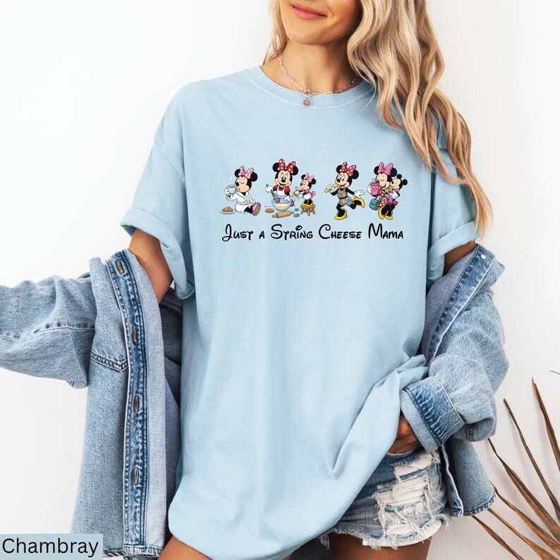 Comfort Colors® Just A String Mama Minnie Mouse-shirt, Moederdagcadeau, trendy moederschap grafisch T-shirt, grappig Disney-T-shirt moeder afbeelding 6