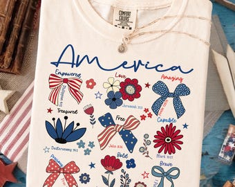 Comfort Colors® USA 250 Years Shirt, America Floral Birthday Tee, 4th of July 2026 Shirt, Wildflower Independence Day Tee