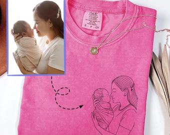 Comfort Colors® Custom Photo Mama Shirt, Custom Mama Photo Portrait, Custom Mom Photo Shirt, Mothers Day Gift, New Mom Shirt, Grandma Gift