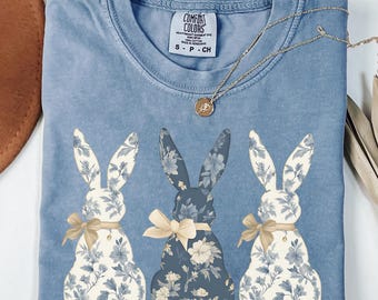 Comfort Colors® Coquette Bow Easter Bunny, Floral Bunny Shirt, Cute Easter Shirt for Women, Easter Crewneck, Rabbit Sweatshirt, Easter Gift