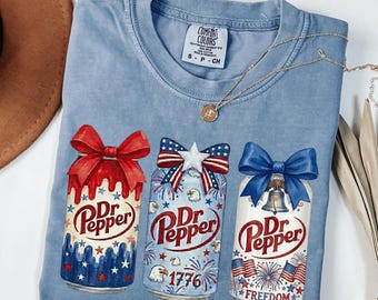 Comfort Colors® Dr Pepper Patriotic T-Shirt, 4th of July Soda Tee, Soda Lover Shirt, Gift For Her