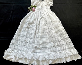 Vintage French Victorian-era Christening Gown with Valenciennes Lace...and Petticoat