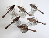 6 Vintage French Absinthe Glasses 2 Different Styles with Spoons