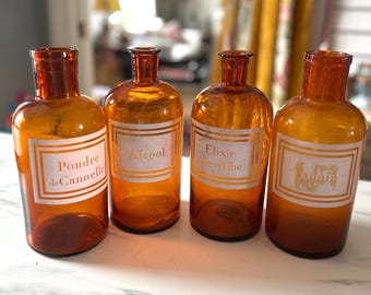 瓶　薬瓶　ビンテージ アンティーク硫酸ガラス瓶 - ストッパー付き薬瓶 - Etsy 日本