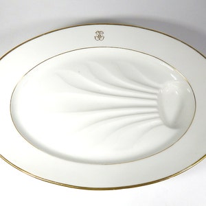 Very Large Antique Porcelain Platter Large Elegant with Gold Monogram image 1