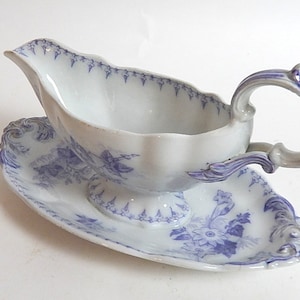 Antique French Porcelain Sauce Boat  in Lavender