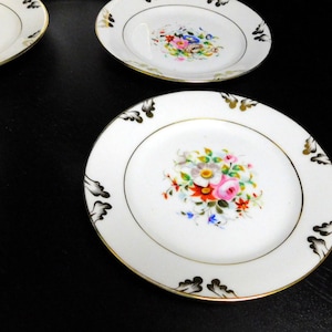 5 Antique French Hand Painted Plates  Fruit and Cheese Plates