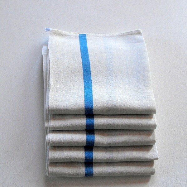 SPECIAL GIFT PRICE 2 French Kitchen Towels Linen Vintage Torchons Blue Stripes. The last 2 we have.