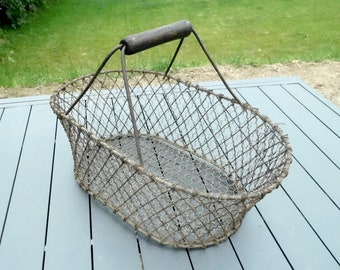 French Vintage Oyster Basket Rusty and Charming