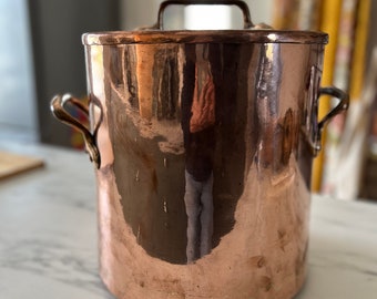 Vintage French Hand Crafted Copper Daubiere or Stew Pot