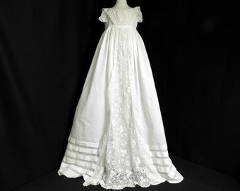 Antique Christening Gown with Irish Crochet Lace EXCEPTIONAL