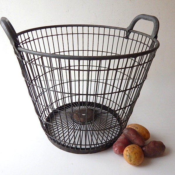 French Vintage Metal Basket for Gathering Potatos