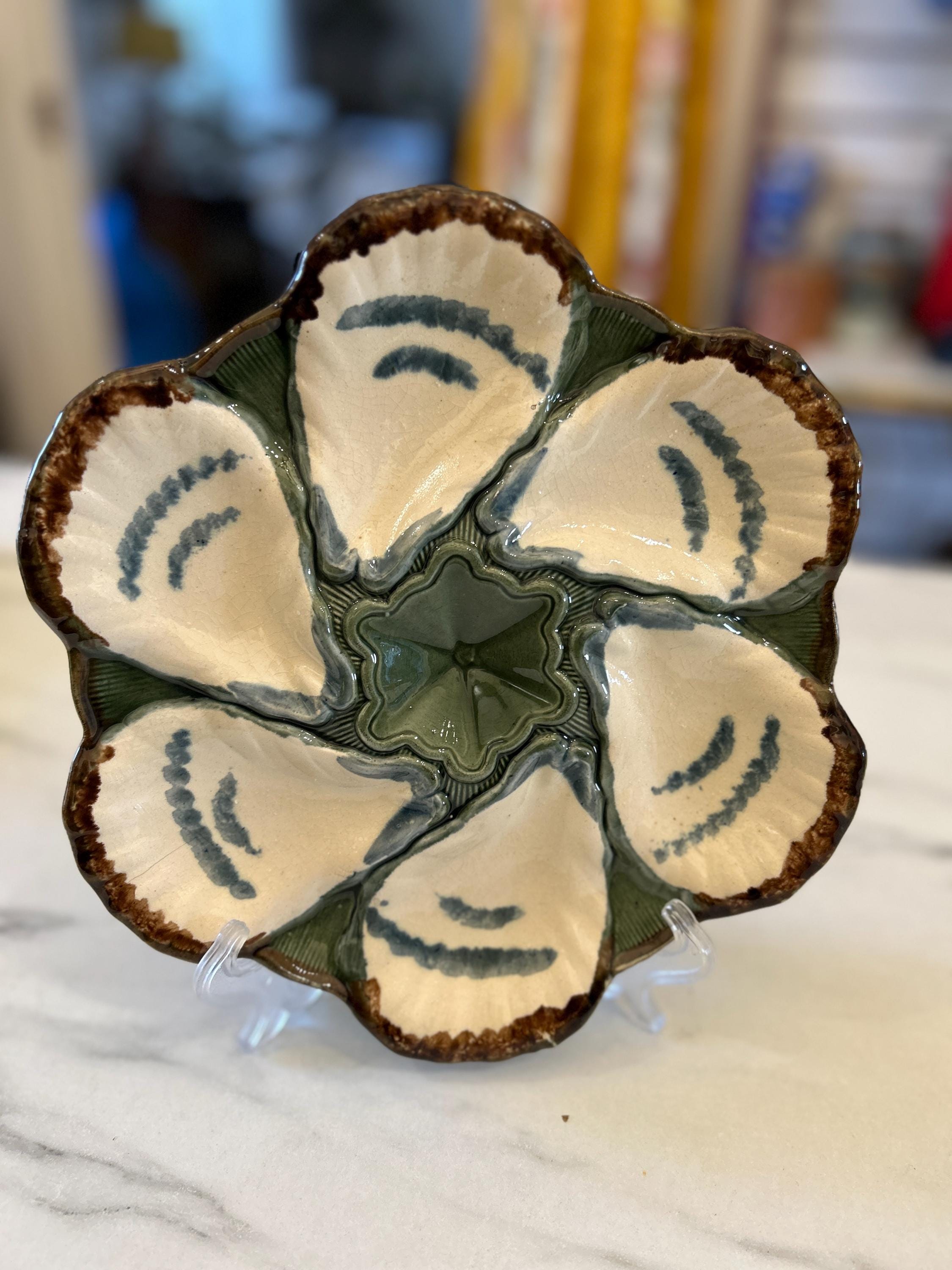 フランスアンティーク ♧ ロンシャン ♧ オイスタープレート24cm x2枚 Longchamp Oyster - Etsy