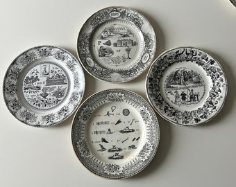 Platos de Rebus antiguos franceses Grupo de 4 platos de postre diferentes