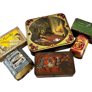 Coleção instantânea de 6 latas francesas antigas e vintage