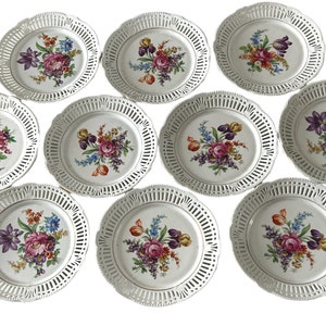 Antique  Dessert Set 10 Plates Bavarian Porcelain