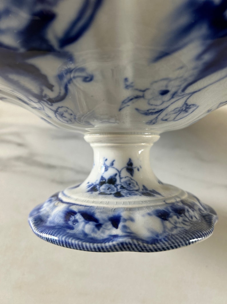 Antique French Compote Blue 'Flora' pattern from Creil et Montereau. image 3