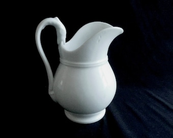 Antique French Porcelain Pitcher in Pure White Classic, Graceful and Elegant
