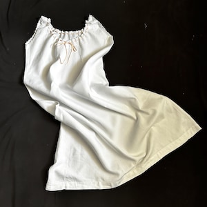 Vintage French Chemise Nightgown in Linen with  Hand Embroidery