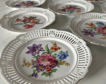 Antique  Dessert Set 10 Plates Bravarian Porcelain