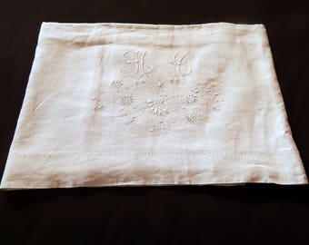French Vintage Linen Sheet w/Fine Embroidery