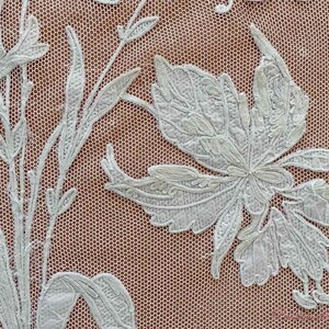 French Antique Curtain Panel with Hand Made Embroidery and Applique image 5