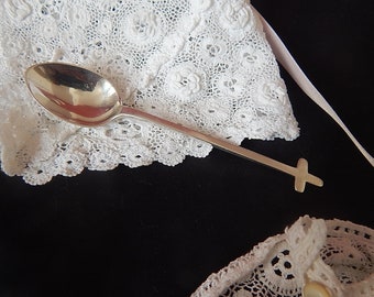 Babys First Spoon in Sterling Silver with Cross