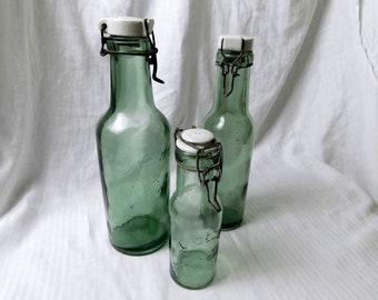 3 French Antique Canning Jar  Preserving Jar Porcelain Tops