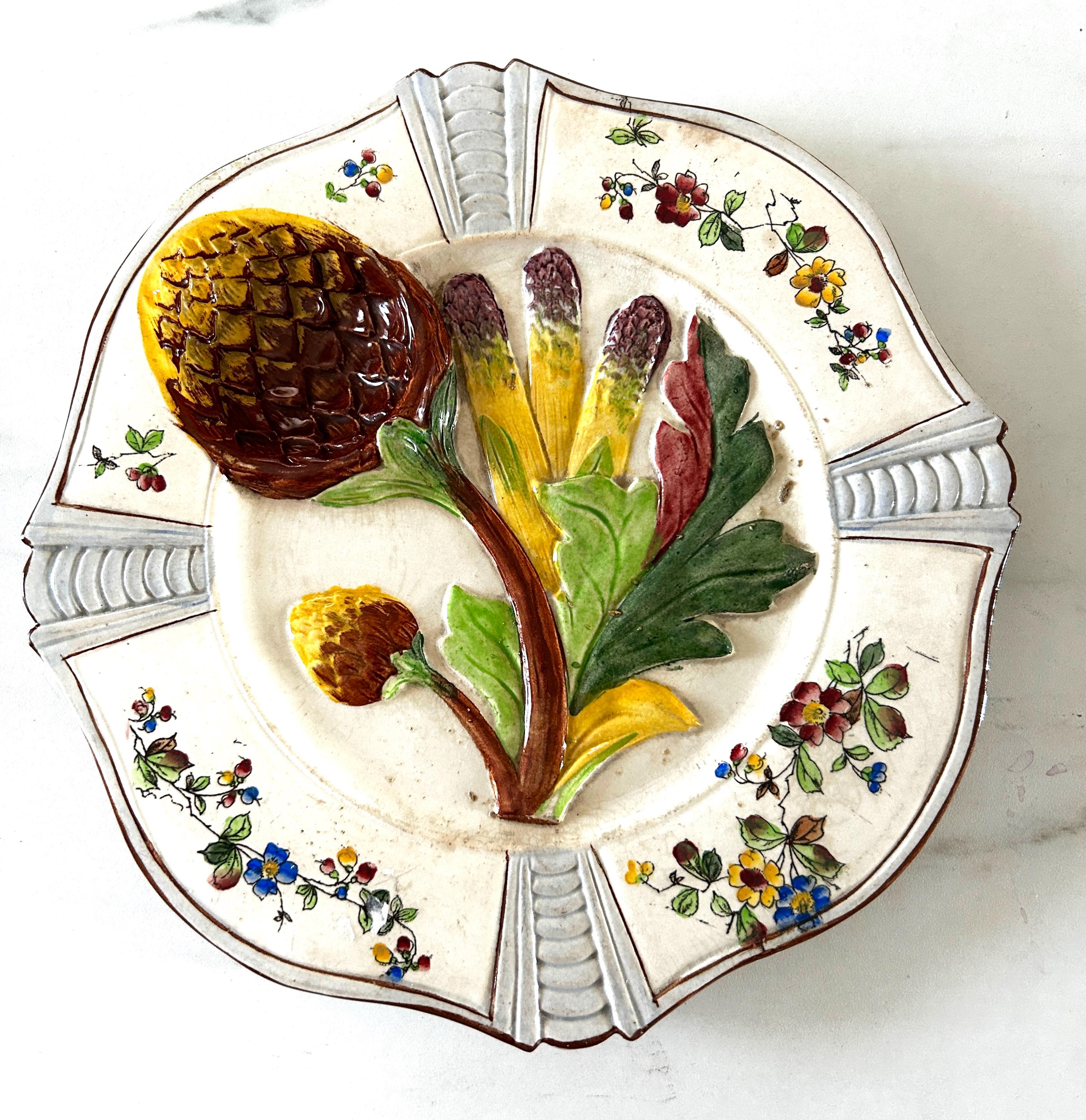 Antique majolica artichoke plate - Etsy 日本