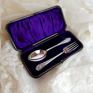 Antique Sterling Silver Feeding Set for Baby Christening Gift dated 1916