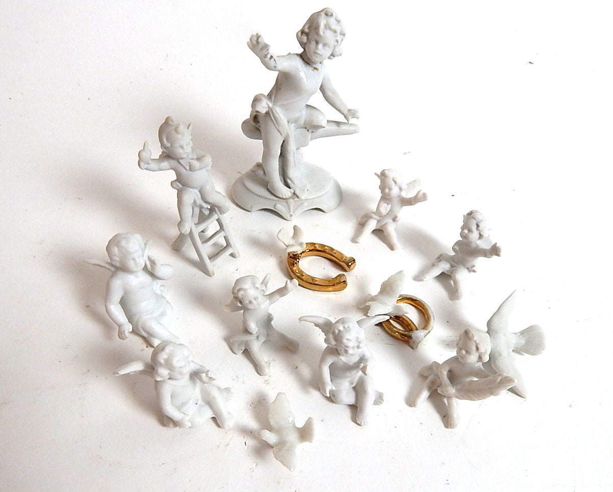 Français Chérubins Bisque Vintage Pour Le Baptême, Gâteau de Mariage