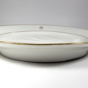 Very Large Antique Porcelain Platter Large Elegant with Gold Monogram image 3