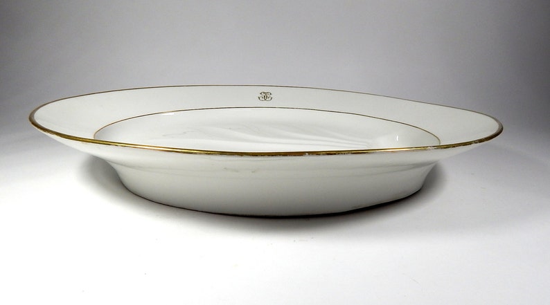 Very Large Antique Porcelain Platter Large Elegant with Gold Monogram image 3
