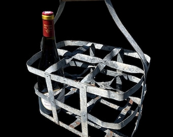 Französischer Vintage 6 Flaschen Weinträger aus Zinc