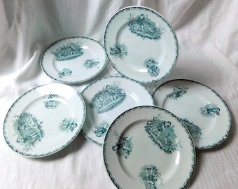 6 Antique French Children's Plates OTHER PIECES AVAILABLE