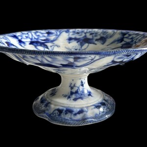 Antique French Compote Blue 'Flora' pattern from Creil et Montereau. image 1